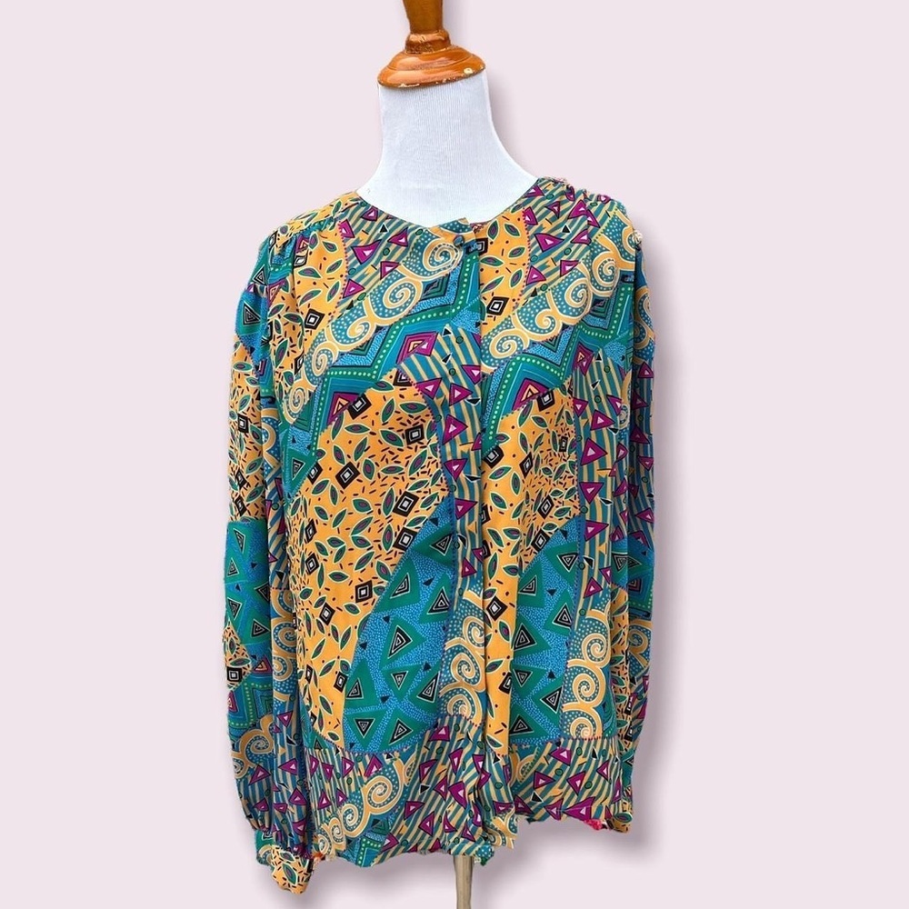 Vintage graphic print long sleeve button down